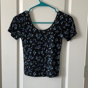 Blue floral crop top